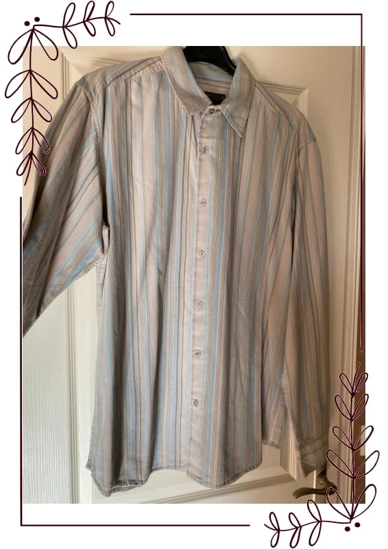 Beige long-sleeved shirt with blue & brown stripes XL Jules – photo 4
